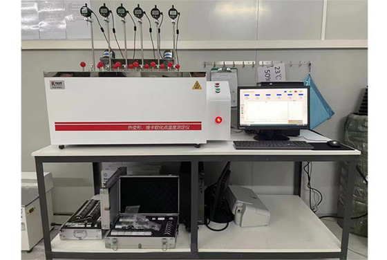 6 istasyon Fabrika Çıkış Bilgisayar Kontrolü Plastikler HDT & Vicat Yumuşatma Sıcaklık Noktası Testörü