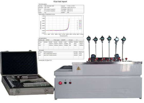 Polimer test işlemi sırasında eşit ısıtma sağlayan gelişmiş sıcaklık kontrol sistemine sahip HDT VICAT Test Makinesi